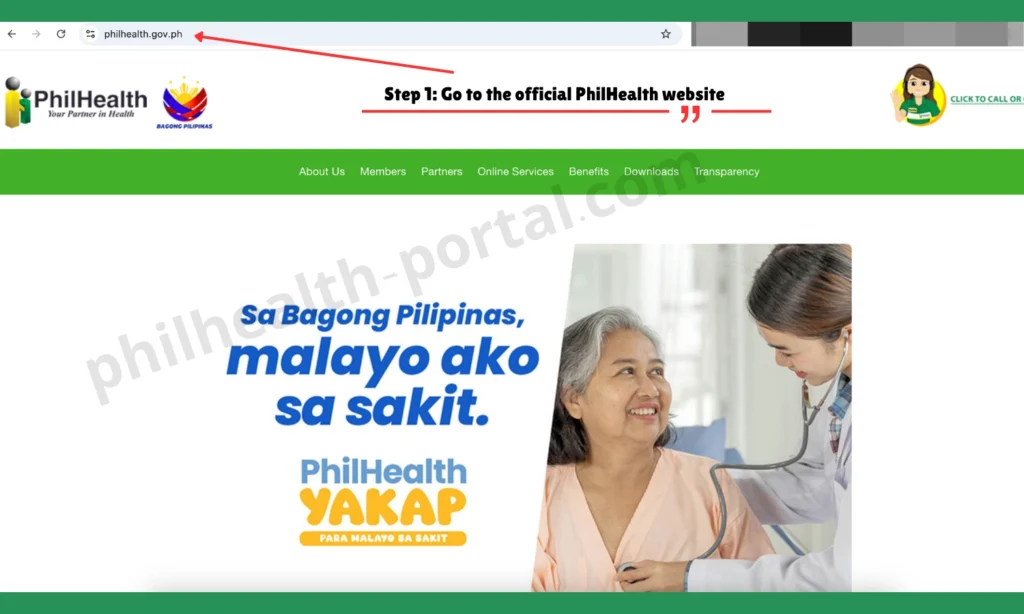 Philhealth online register Step 1: Go to the official PhilHealth website